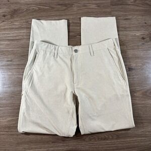 Bluffworks Envoy Lightweight Travel Pants Mens 33x32L Beige Slim Fit Stretch